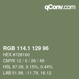 カラーコード: RGB 114.1 129 96 | qconv.com