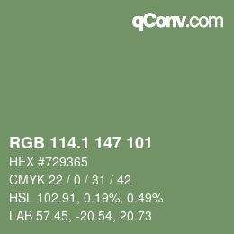 Color code: RGB 114.1 147 101 | qconv.com