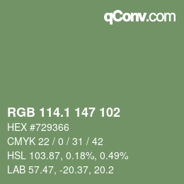 カラーコード: RGB 114.1 147 102 | qconv.com