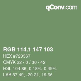 カラーコード: RGB 114.1 147 103 | qconv.com