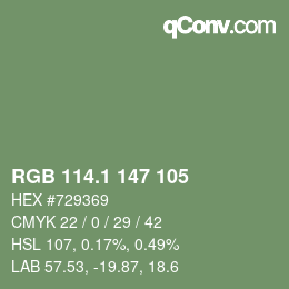 Código de color: RGB 114.1 147 105 | qconv.com