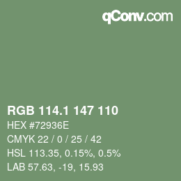 Color code: RGB 114.1 147 110 | qconv.com