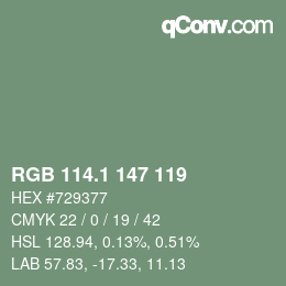 Color code: RGB 114.1 147 119 | qconv.com
