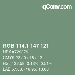 Color code: RGB 114.1 147 121 | qconv.com