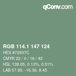 Color code: RGB 114.1 147 124 | qconv.com