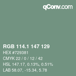 Color code: RGB 114.1 147 129 | qconv.com