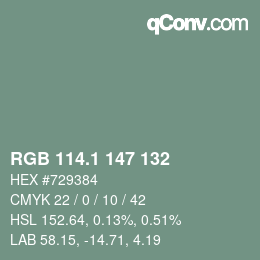 カラーコード: RGB 114.1 147 132 | qconv.com