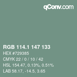 Color code: RGB 114.1 147 133 | qconv.com