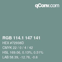 Color code: RGB 114.1 147 141 | qconv.com