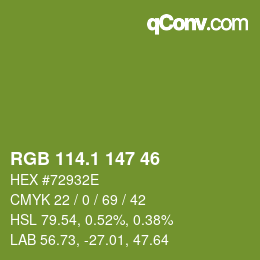 カラーコード: RGB 114.1 147 46 | qconv.com