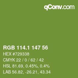 カラーコード: RGB 114.1 147 56 | qconv.com
