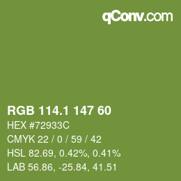 カラーコード: RGB 114.1 147 60 | qconv.com