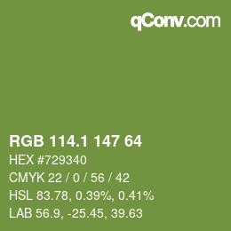 カラーコード: RGB 114.1 147 64 | qconv.com