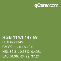カラーコード: RGB 114.1 147 69 | qconv.com