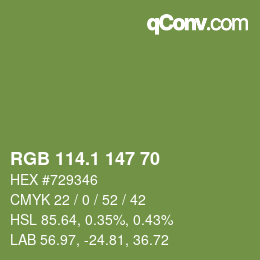 カラーコード: RGB 114.1 147 70 | qconv.com