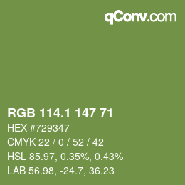 カラーコード: RGB 114.1 147 71 | qconv.com