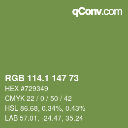 カラーコード: RGB 114.1 147 73 | qconv.com