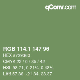 Color code: RGB 114.1 147 96 | qconv.com