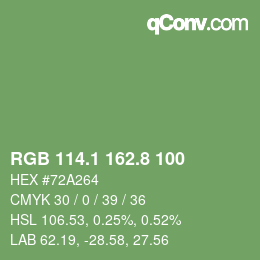 Color code: RGB 114.1 162.8 100 | qconv.com