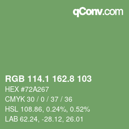 カラーコード: RGB 114.1 162.8 103 | qconv.com