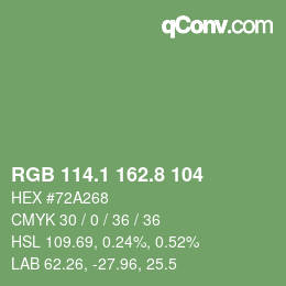 カラーコード: RGB 114.1 162.8 104 | qconv.com