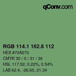 カラーコード: RGB 114.1 162.8 112 | qconv.com