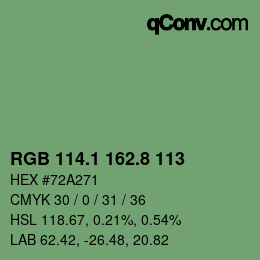 カラーコード: RGB 114.1 162.8 113 | qconv.com