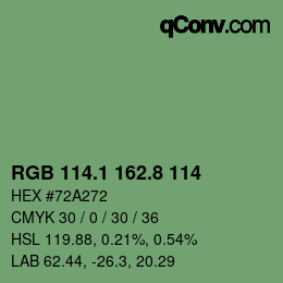 Color code: RGB 114.1 162.8 114 | qconv.com