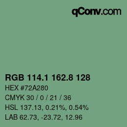 カラーコード: RGB 114.1 162.8 128 | qconv.com