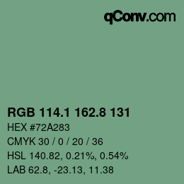 カラーコード: RGB 114.1 162.8 131 | qconv.com