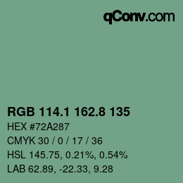カラーコード: RGB 114.1 162.8 135 | qconv.com
