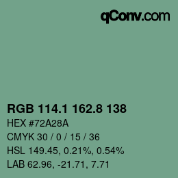 Color code: RGB 114.1 162.8 138 | qconv.com