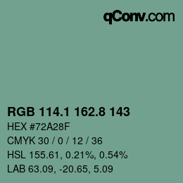 Color code: RGB 114.1 162.8 143 | qconv.com
