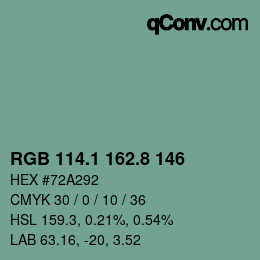 カラーコード: RGB 114.1 162.8 146 | qconv.com