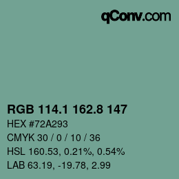 カラーコード: RGB 114.1 162.8 147 | qconv.com