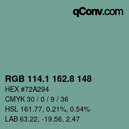 Color code: RGB 114.1 162.8 148 | qconv.com