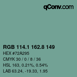 Color code: RGB 114.1 162.8 149 | qconv.com