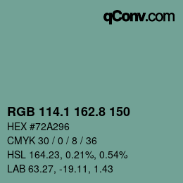 Color code: RGB 114.1 162.8 150 | qconv.com