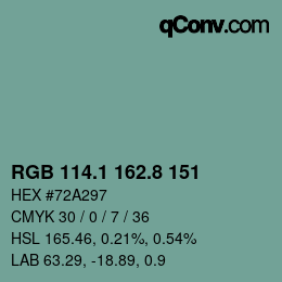 カラーコード: RGB 114.1 162.8 151 | qconv.com