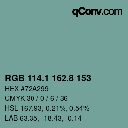 Color code: RGB 114.1 162.8 153 | qconv.com