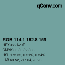 Color code: RGB 114.1 162.8 159 | qconv.com