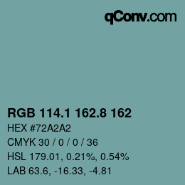 Color code: RGB 114.1 162.8 162 | qconv.com