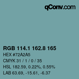Code couleur: RGB 114.1 162.8 165 | qconv.com