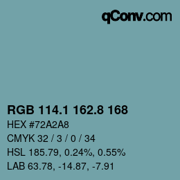 カラーコード: RGB 114.1 162.8 168 | qconv.com