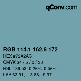 Color code: RGB 114.1 162.8 172 | qconv.com
