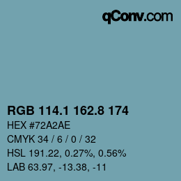 Color code: RGB 114.1 162.8 174 | qconv.com