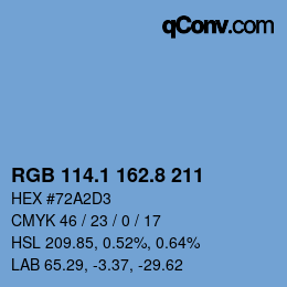 カラーコード: RGB 114.1 162.8 211 | qconv.com
