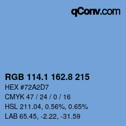 カラーコード: RGB 114.1 162.8 215 | qconv.com
