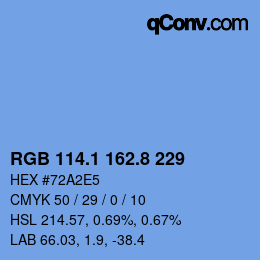 カラーコード: RGB 114.1 162.8 229 | qconv.com