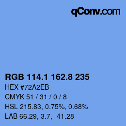 カラーコード: RGB 114.1 162.8 235 | qconv.com